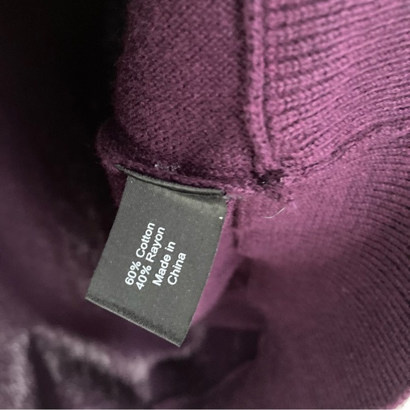 Lane Bryant Women’s 18 20 Purple Open Crochet Sleeve Knit Pullover Sweater Top ~ - Picture 4 of 6